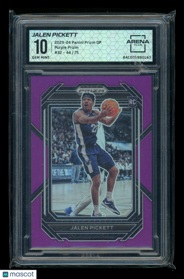 2023-24 Panini Prizm Draft Picks Purple Prizm Jalen Pickett #32 /75 RC Arena Club 10