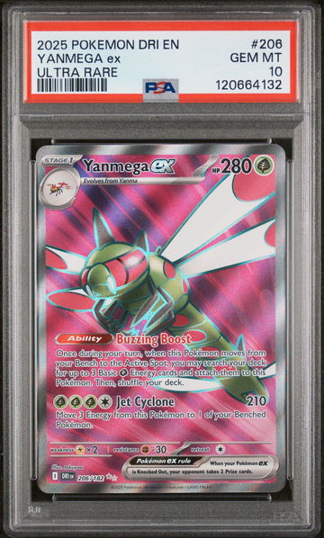 2025 Pokemon Destined Rivals Ultra Rare Yanmega Ex #206 PSA 10