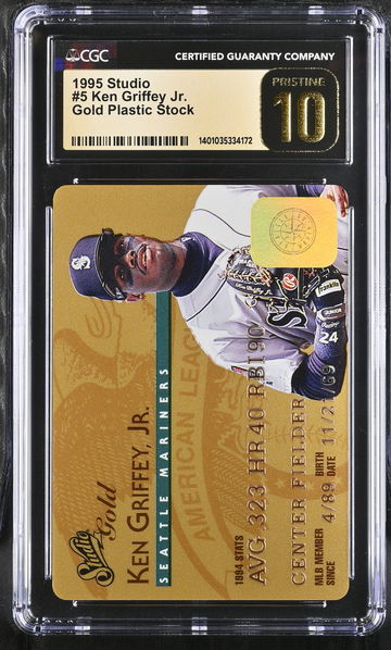 1995 KEN GRIFFEY JR. GOLD PLASTIC STOCK #5 CGC 10 BL.D2.52