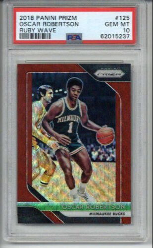 2018 PANINI PRIZM RUBY WAVE #125 OSCAR ROBERTSON CARD BUCKS PSA 10 LOW POP