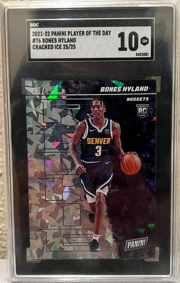 2021-22 BONES HYLAND Panini Player Of The Day #76 Cracked Ice 25/25 SGC 10 Numbered RC Rookie Card