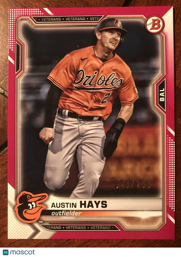 AUSTIN HAYS 2021 Topps Bowman #50 Fusica Parallel #028/299 SP Baltimore Orioles