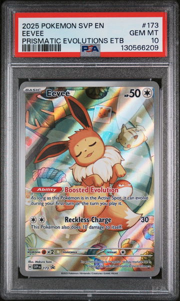 2025 Pokemon Scarlet and Violet Prismatic Evolutions Pokemon Center Elite Trainer Box Eevee #173 PSA 10