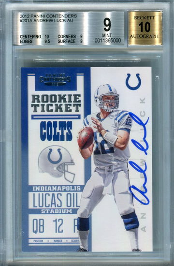 Andrew Luck Contenders Rookie Ticket BGS 9 auto 10