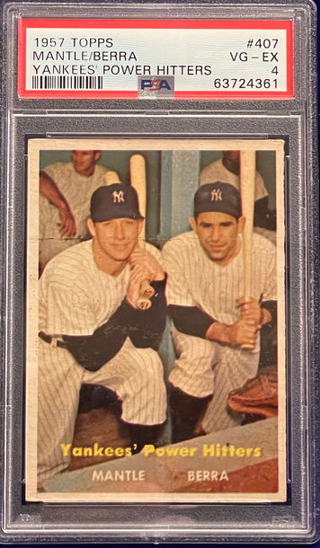 1957 Topps #407 Mantle/Berra Yankee Power Hitters PSA 4