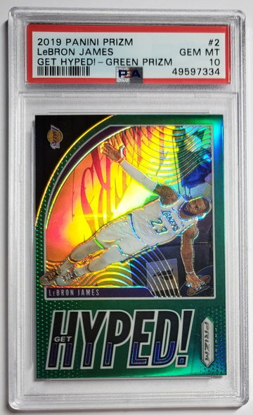 2019 Panini Prizm Lebron James Get Hyped! Green PSA 10