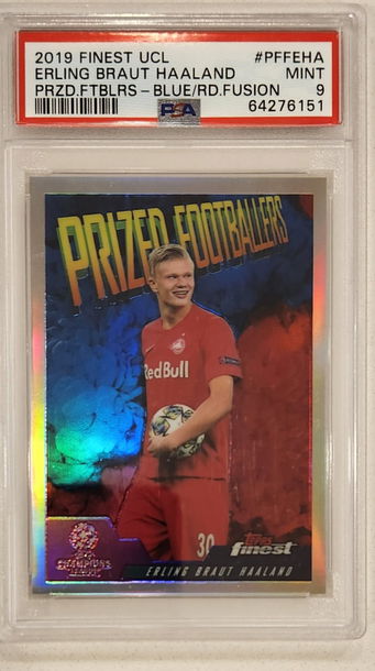 2019 Finest UCL Erling Braut Haaland RC Rookie Prized Footballers Blue/Red Fusion Salzburg PSA9 SSP