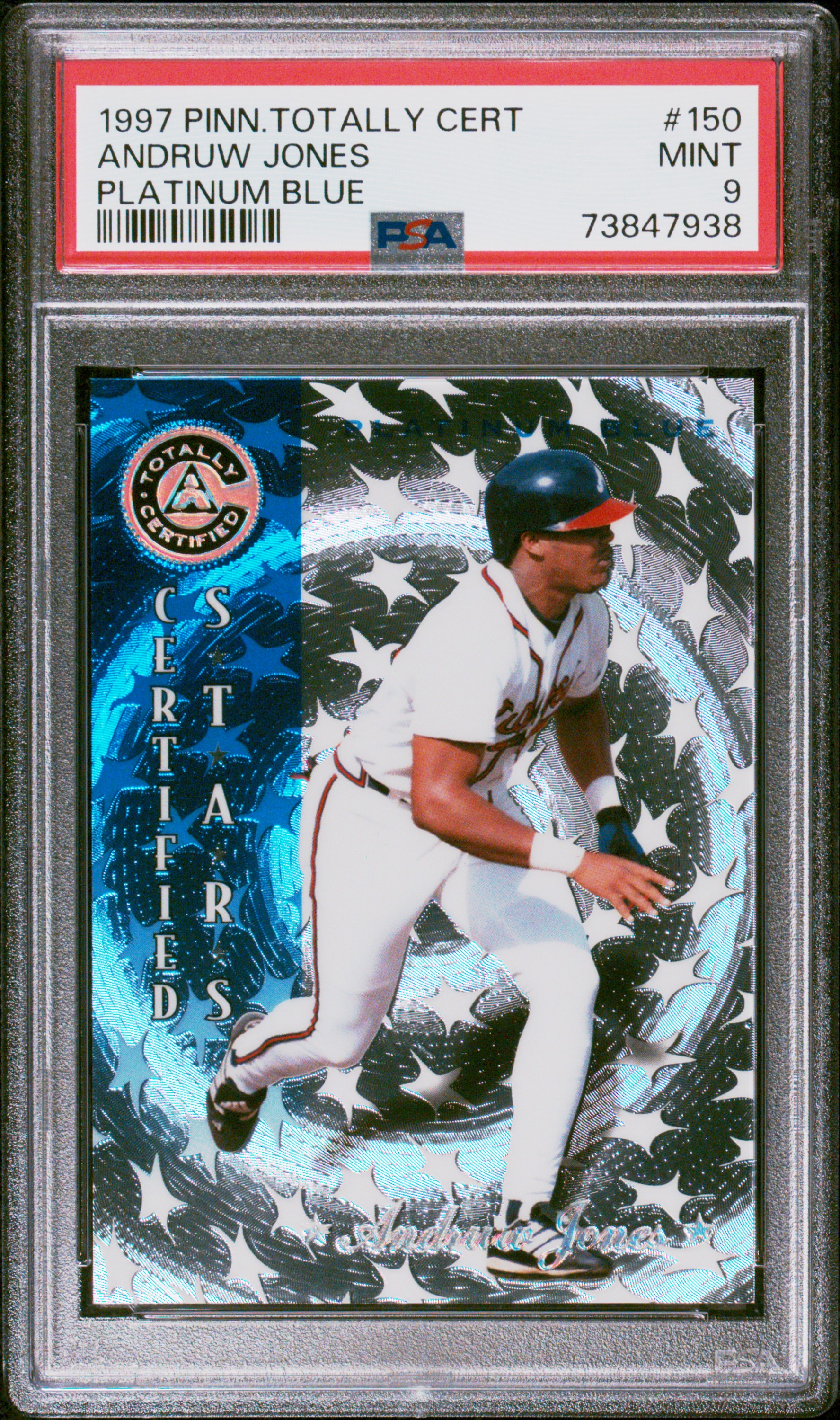 1997 Pinnacle Totally Certified Andruw Jones #150 Platinum Blue PSA 9