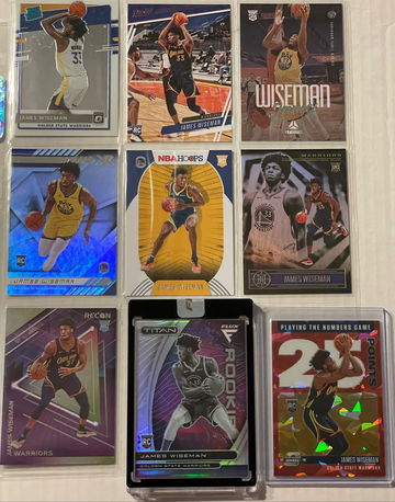 2020-21 James Wiseman 9 card rookie lot including encased Flux 