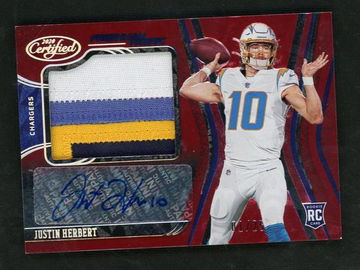 2020 Panini Certified Freshman Fabric Mirror Red Justin Herbert #203 RC RPA /199