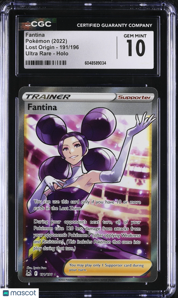 2022 Pokemon Lost Origin Fantina Holo Ultra Rare Ultra Rare CGC 10 #191/196