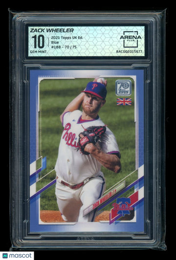 2021 Topps UK Edition Blue Zack Wheeler #188 /75 Arena Club 10