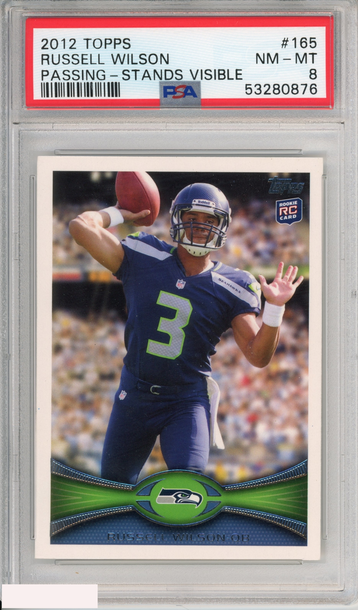2012 TOPPS RUSSELL WILSON #165 PASSING-STANDS VISIBLE ROOKIE RC PSA 8 NM-MT