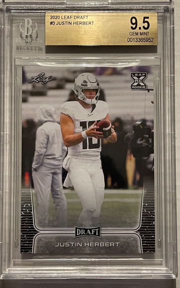 2020 Leaf Draft #3 Justin Herbert Rookie Card BGS 9.5 GEM MINT!