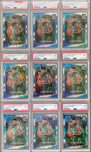Lot of 9 - 2017 Panini Donruss Optic Jayson Tatum Shock - PSA 9