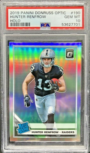 2019 Donruss Optic #190 Hunter Renfrow Silver Holo RC * PSA 10 GEM MT * Pop 9!