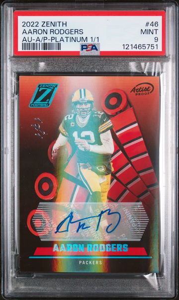 2022 Panini Zenith Autograph-Artist Proof-Platinum 1/1 Aaron Rodgers #46 PSA 9