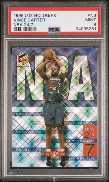 1999 UPPER DECK VINCE CARTER HOLOGRFX NBA 24/7 #N3 PSA 9