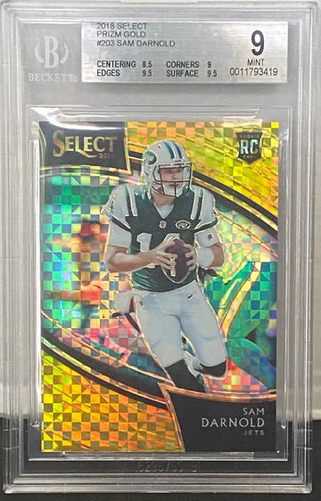 Sam Darnold 2018 Panini Select 203 Field Level Gold Prizm /10 BGS 9