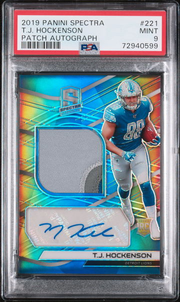 2019 Panini Spectra TJ Hockenson RPA Rookie Patch Autograph PSA 9 Mint Lions RC