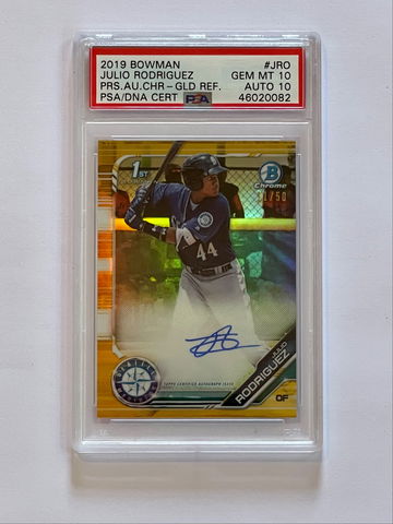 2019 Bowman Chrome Julio Rodriguez Auto Gold Refractor #/50 PSA 10/10 Gem Mint 