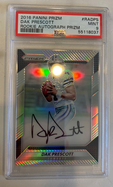 2016 Panini Prizm Dak Prescott RC Rookie Auto PSA 9 Silver Holo Prizm Cowboys