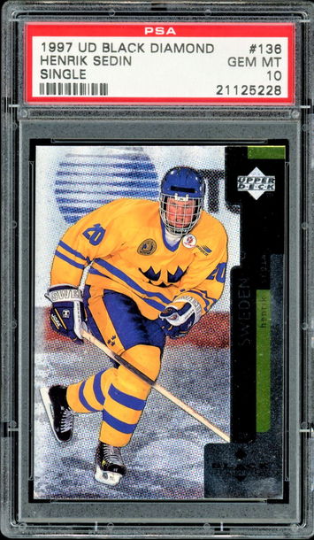 1997 UD Black Diamond #136 Henrik Sedin Single RC HOF PSA 10
