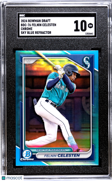 2024 Bowman Draft Felnin Celesten #BDC-76 CHR. Sky Blue Refractor SGC 10