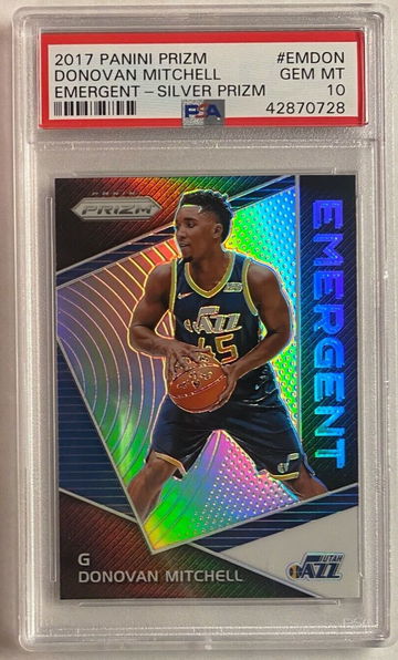 2017 PANINI PRIZM EMERGENT Silver Prizm DONOVAN MITCHELL RC PSA 10 ROOKIE