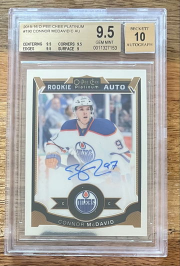2015-16 Upper Deck O-Pee-Chee Platinum Connor McDavid Rookie Auto BGS 9.5/10