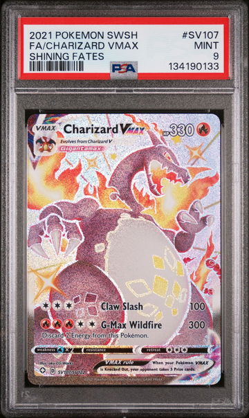 2021 Pokemon Sword and Shield Shining Fates Charizard Vmax #SV107 PSA 9