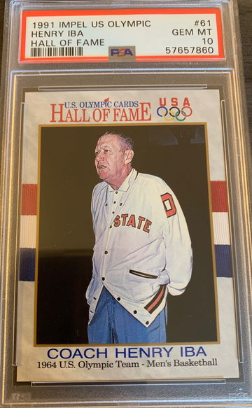 1991 Impel US Olympic Hall of Fame #61 Henry Iba Basketball - PSA 10 Basketball.  POP 3