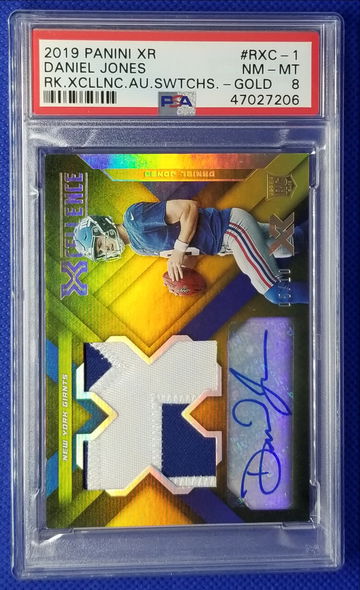 2019 XR Gold Daniel Jones Rookie Jersey Autograph PSA 8 numbered /10 Giants