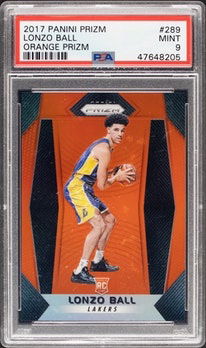 Lonzo Ball Rc Rookie Prizm 289 Orange 27 /49 Psa 9