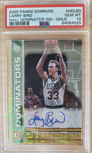2020 Donruss Choice Basketball- Larry Bird Dominators Gold Auto PSA GEM 10! POP1
