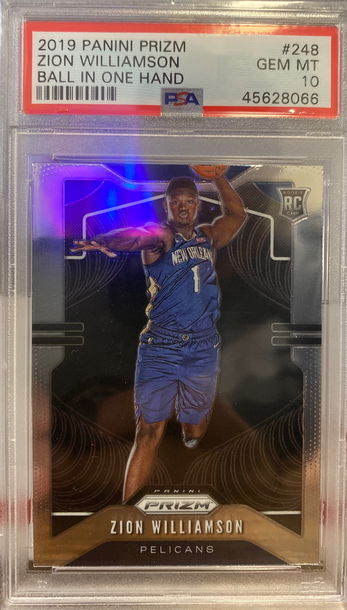 Zion Williamson 2019 Prizm Ball In One Hand Variation PSA 10