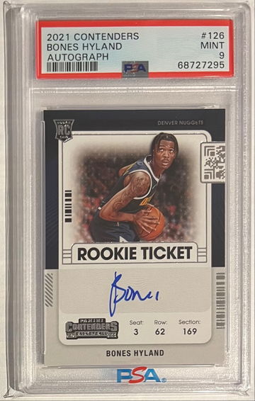 2021 Contenders Bones Hyland Rookie On Card Autograph PSA 9 Nuggets