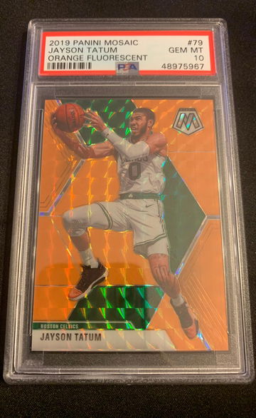 Jayson Tatum 2019 Mosaic Orange Fluorescent # 3/25 PSA 10