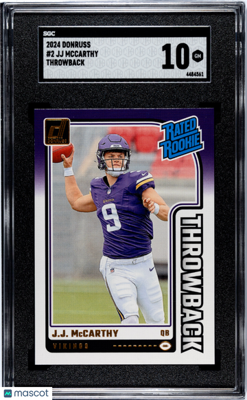2024 Donruss JJ Mccarthy #2 Throwback SGC 10