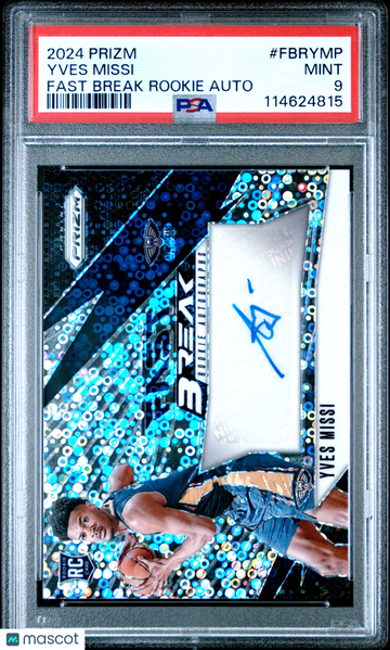 2024 Panini Prizm Fast Break Rookie Autographs Yves Missi #FBRYMP PSA 9