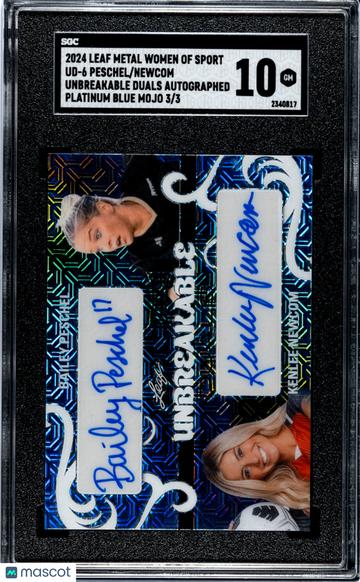 2024 Leaf Metal Women Of Sport Newcom Peschel #UD-6 Unbreakable Duals Autograph Platinum Blue Mojo SGC 10