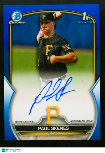 PAUL SKENES 2023 Bowman Chrome Draft BLUE Refractor Rookie Card RC Auto 140/150