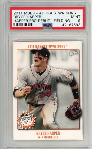 💎⚾️2011 Multi-Ad Hgrstwn Suns BRYCE HARPER Pro Debut Fielding PSA 9 📭📭📭