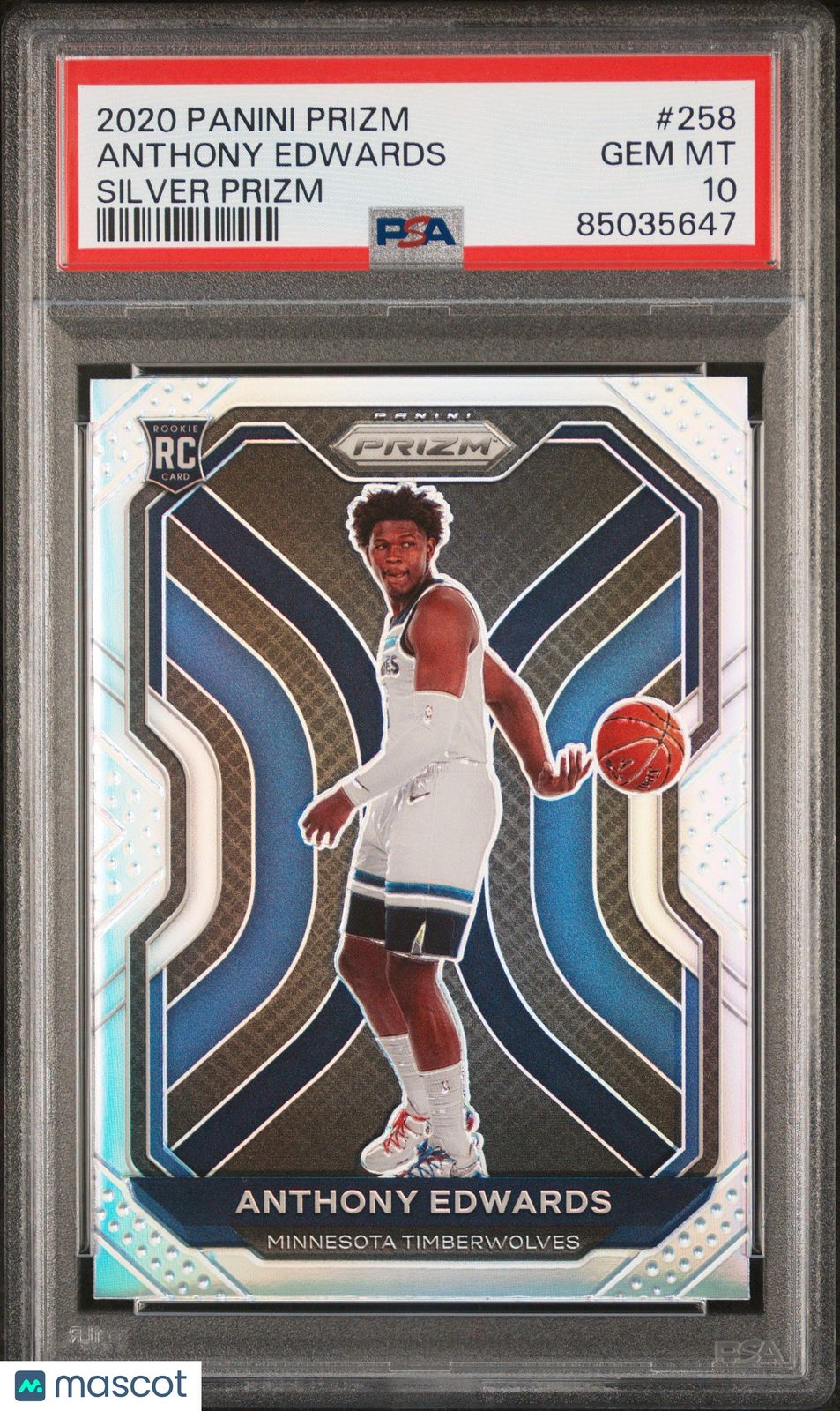 PSA 10 2020 Panini Prizm Anthony Edwards Silver Prizm Rookie #258