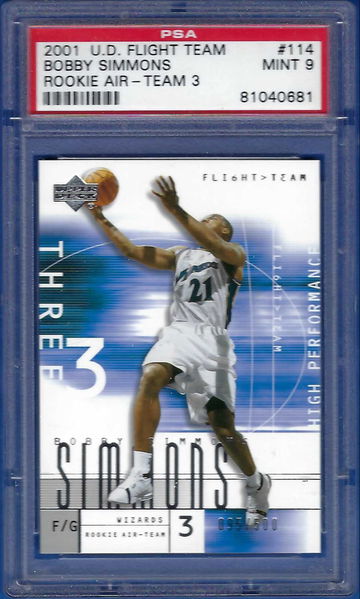 2001 Upper Deck Flight Team Bobby Simmons RC Rookie Air Team 3 #114 *PSA 9* Washington Wizards