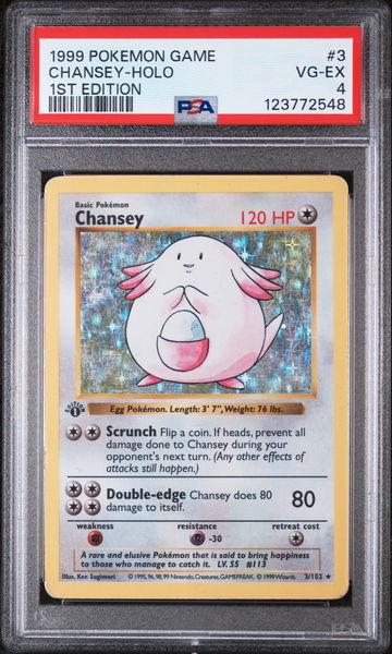 1999 Pokemon Base Set 1st Edition Holo Chansey #3 PSA 4