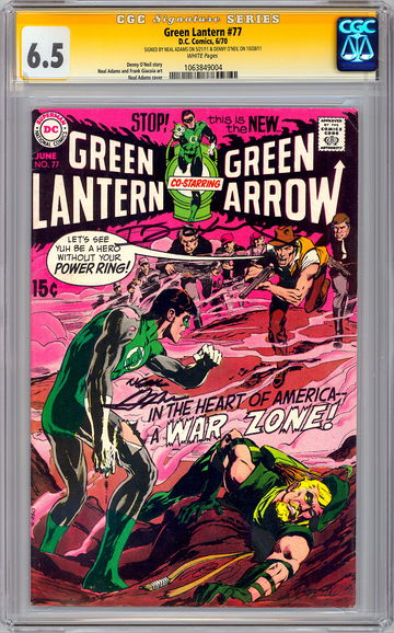 GREEN LANTERN #77 CGC-SS 6.5 SIG ORIG ARTIST/WRITER NEAL ADAMS DENNY O’NEIL 1970