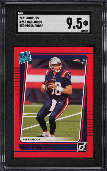 2021 DONRUSS RED PRESS PROOF MAC JONES ROOKIE #255 SGC 9.5 MINT+