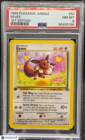 1999 Pokemon Jungle Eevee #51 1st Edition PSA 8