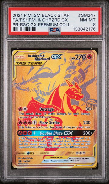 2021 Pokemon Sun and Moon Black Star Promos Premium Collection Charizard/Reshiram Gx #SM247 PSA 8